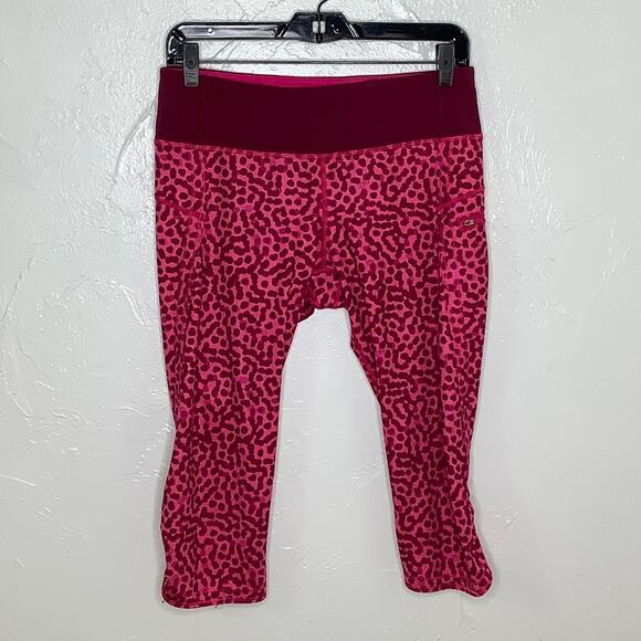 Lululemon Run Top Speed Crop Ace Spot Jewelled Magenta Leggings SZ 8 EUC - Picture 2 of 10